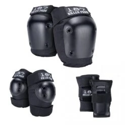 187 Killer Six Pad Set Wrist Knee& Elbow Pads Adult - Black