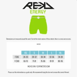 Rekd Energy Impact / Crash Shorts -Online Hockey Store RKD680REKDEnergyImpactShortsSizeGuide