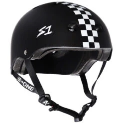 S1 Lifer Helmet - Matt Black With White Checker