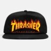 Thrasher Flame Embroidered Snapback Cap - Black