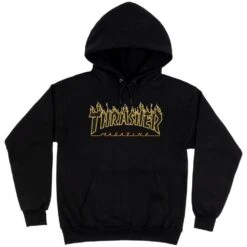 Thrasher Flame Hoody - Black / Yellow