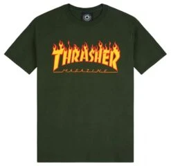 Thrasher Flame Logo T-Shirt - Forest Green