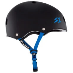 S1 Lifer Helmet - Matt Black W/Cyan Strap -Online Hockey Store s1 lifer matte black cyan strap 3