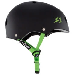 S1 Lifer Helmet - Matt Black W/Green Strap -Online Hockey Store s1lifer mattblack greenstrap 3