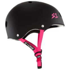 S1 Lifer Helmet - Matt Black W/Pink Strap -Online Hockey Store s1lifer mattblack pinkstrap 3